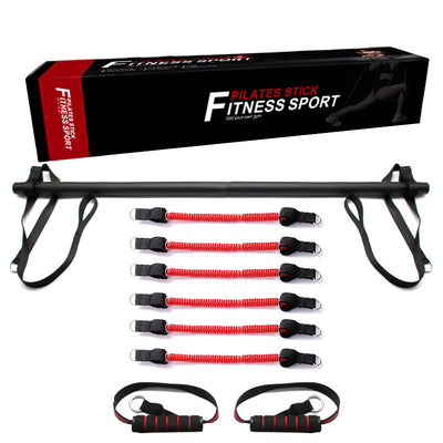 Pilates Bar Kit With Resistance Bands - Portable home gym equipment ideal for Pilates workouts. Features a fusion exercise bar and adjustable resistance bands for a full-body stretching and strengthening routine.