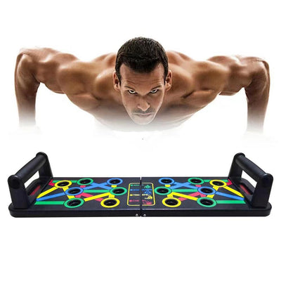  Push Up Board 14-in-1 Training System - Versatile gym equipment designed for men's fitness workouts. Features a multi-functional training stand board for various push-up exercises and bodybuilding routines