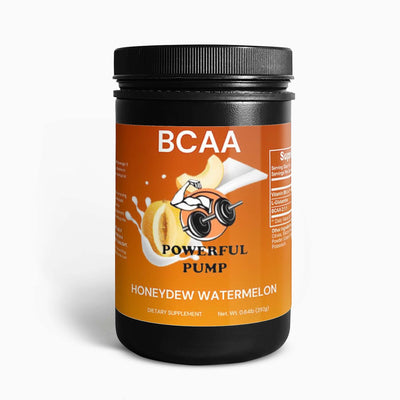 BCAA Post Workout Powder (Honeydew/Watermelon): A container of BCAA powder in enticing Honeydew/Watermelon flavor, specially formulated to support muscle recovery and enhance post-workout replenishment.