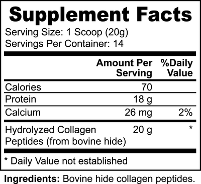 Grass-Fed Hydrolyzed Collagen Peptides Supplement Facts - Discover the nutritional breakdown of high-quality, grass-fed collagen peptides for your wellness journey.